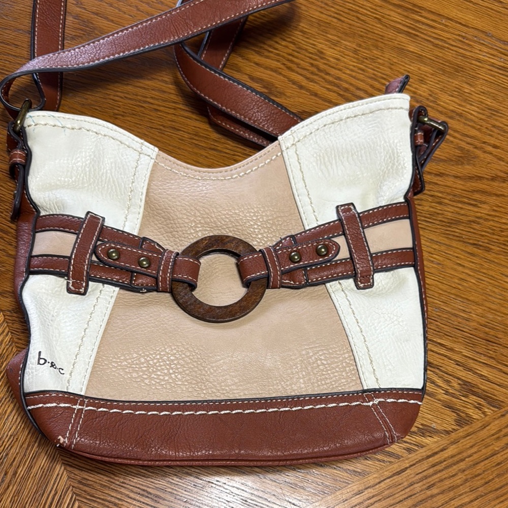 B.O.C. Tan and Cream Shoulder Bag